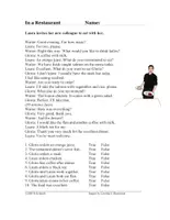 Aperçu - Feuilles d'exercices - In a Restaurant English Reading (Anglais) - Page de couverture