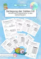 Vorschau - Arbeitsblätter - Zerlegung der Zahlen 1-10 - Winterliche ABs zu den Zahlenhäusern - Deckblatt