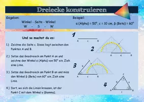 Vorschau - Poster - Dreiecke konstruieren - Lernposter | Mathe Klasse 6/7 - Seite 1