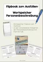 Vorschau - Mal- und Bastelvorlagen - Personenbeschreibung: Wortspeicher-Flipbook - Deckblatt