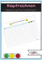Vorschau - Arbeitsblätter - Mathe: Kopfrechnen - Tabelle Kopfrechenkönig*in - Deckblatt