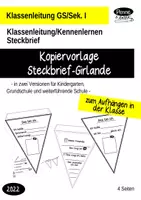 Vorschau - Mal- und Bastelvorlagen - Steckbrief-Girlande zum Kennenlernen - Aufhängen in der Klasse - Deckblatt