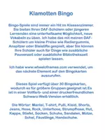 Vorschau - Spiele - Klamotten Bingokarten 20 Wörter - Seite 1