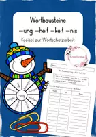 Vorschau - Arbeitsblätter - Kreisel Wortbausteine -ung -heit -keit -nis (Adjektive und Verben werden zu Nomen) - Deckblatt