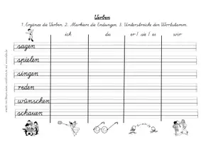 Vorschau - Arbeitsblätter - Verben beugen (ich, du, er, sie, es, wir) - SAS - Seite 1