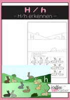 Vorschau - Arbeitsblätter - Deutsch: H h erkennen - Hasen auf der Wiese - Deckblatt