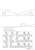 Vorschau - Arbeitsblätter - Deutsch: H h erkennen - Hasen auf der Wiese - Seite 1