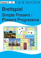 Vorschau - Spiele - Board Game / Brettspiel zum Simple Present ODER Present Progressive für die 5. / 6. Klasse - Mit Anleitung und Lösungen als PDF - Deckblatt
