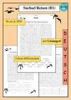 Vorschau - Arbeitsblätter - Suchsel Reisen (B1) Wortschatz – als PDF & Word - Deckblatt