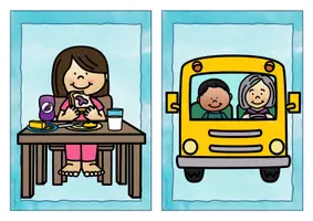 Vista previa - Refuerzo / NEE / Materiales de apoyo - Inglés - rutinas diarias - tarjetas con imagénes - English - daily routines (my day) flashcards - página 3