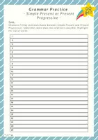 Vorschau - Arbeitsblätter - Present Progressive or Simple Present - Grammar Task Cards (inkl. Answer Sheets und Lösungen) - Seite 1