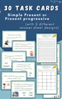Vorschau - Arbeitsblätter - Present Progressive or Simple Present - Grammar Task Cards (inkl. Answer Sheets und Lösungen) - Deckblatt