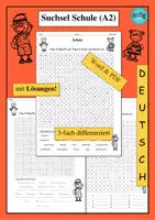 Vorschau - Arbeitsblätter - Suchsel Schule (A2) Wortschatz – als PDF & Word - Deckblatt