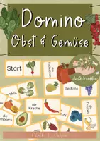 Vorschau - Stationenlernen - Domino Obst & Gemüse - Legespiel zu den Obstsorten & Gemüsesorten - Deckblatt