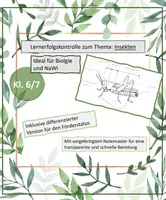 Vorschau - Arbeitsblätter - Differenz. Lernerfolgskontrolle (Test/Kontrolle) Insekten - Deckblatt