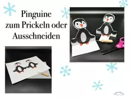 Vorschau - Mal- und Bastelvorlagen - Prickeln / Ausschneiden „PINGUINE“ zum Hinstellen - Deckblatt