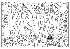 Vorschau - Mal- und Bastelvorlagen - Karneval Ausmalbild 🎉 - Seite 1