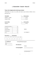Vorschau - Arbeitsblätter - Klassenarbeit „Schreiben einer textgebundenen Erörterung“ - Deckblatt