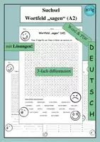 Vorschau - Arbeitsblätter - Suchsel Wortfeld sagen (A2) Wortschatz Sprechaktverben – als PDF & Word - Deckblatt