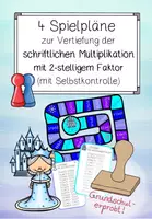 Vorschau - Spiele - Motivierendes Würfel-Spiel für je 2 Kinder zur Vertiefung der schriftlichen Multiplikation mit zweistelligem Faktor - Deckblatt