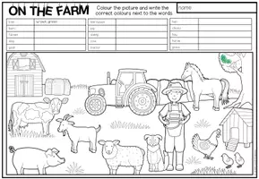 Vorschau - Arbeitsblätter - Farm Englisch – Bauernhof, Farm Animals, Tiere auf dem Bauernhof, Farm Vocabulary, Wortschatz, Reading, Reading Comprehension, Leseverstehen, Read and Colour | differenziertes Arbeitsblatt, Lesetraining 3., 4., 5. Klasse, Grundschule, Sekundarstufe - Seite 2