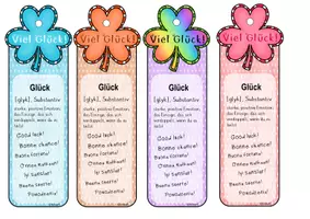 Vorschau - Anderer Materialtyp - Lesezeichen "Viel Glück" zum Abschied / Abschiedsgeschenk - Seite 1
