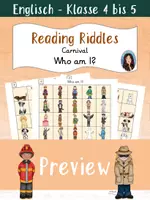 Vorschau - Arbeitsblätter - Preview - Who am I? - Reading Riddles - Carnival - Deckblatt