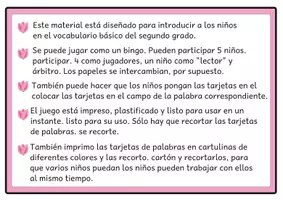 Vista previa - Unidades / Secuencias / Situaciones de Aprendizaje - Bingo de Lectura Vocabulario Básico del alemán 2 para Segundo Grado - página 1