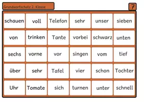 Vista previa - Unidades / Secuencias / Situaciones de Aprendizaje - Bingo de Lectura Vocabulario Básico del alemán 7 para Segundo Grado - página 2