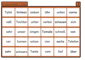 Vista previa - Unidades / Secuencias / Situaciones de Aprendizaje - Bingo de Lectura Vocabulario Básico del alemán 7 para Segundo Grado - página 3