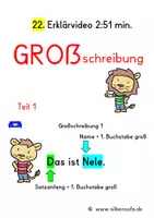 Vorschau - Fördermaterial/Inklusion - Erklärvideo 22: Großschreibung, Teil 1 - Deckblatt