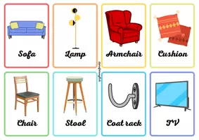Aperçu - Cartes / Images - Flashcards de choses autour de la maison en anglais! - Page 1