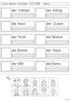 Vorschau - Arbeitsblätter - Lesen Kleben Schreiben - Kostüme (Fasching/Karneval) - Seite 1