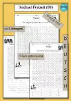 Vorschau - Arbeitsblätter - Suchsel Freizeit und Hobbys (B1) Wortschatz – als PDF & Word - Deckblatt