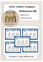 Vorschau - Stationenlernen - Kartei Mathe 3 Zahlen, 4 Aufgaben - 2. Klasse - Deckblatt