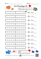 Vorschau - Arbeitsblätter - Die 10 zerlegen / verliebte Zahlen (6 AB mit Lernvideolink und Test) - Seite 2