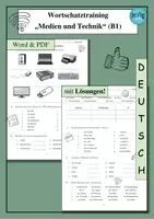 Vorschau - Arbeitsblätter - DaF / DaZ Wortschatz-Paket Medien (B1) – als PDF & Word - Seite 1