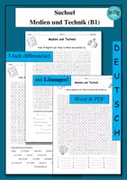 Vorschau - Spiele - Suchsel Medien und Technik (B1) Wortschatz – als PDF & Word - Deckblatt
