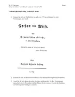Vorschau - Arbeitsblätter - AB1 Einstiegsstunde Nathan der Weise - Deckblatt