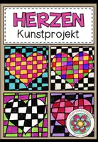 Vorschau - Mal- und Bastelvorlagen - HERZEN - Kunstprojekt - Deckblatt