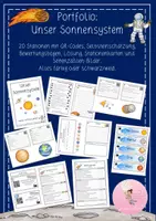 Vorschau - Unterrichtsreihen - Portfolio Unser Sonnensystem mit QR-Codes, 20 Stationen differenziert - Deckblatt