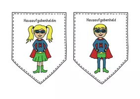Vorschau - Mal- und Bastelvorlagen - Hausaufgabenheldinnen und Hausaufgabenhelden - Seite 1