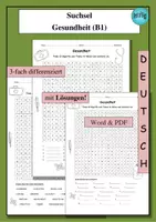 Vorschau - Arbeitsblätter - Suchsel Gesundheit (B1) Wortschatz – als PDF & Word - Deckblatt