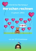 Vorschau - Präsentationen/Tafelbilder - Interaktive Rechenspur "Herzchen rechnen" Ergänzen ZR100 - Deckblatt