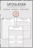 Vorschau - Arbeitsblätter - Materialpaket Satzglieder ab Klasse 3 - Deckblatt