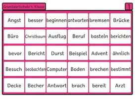Vorschau - Arbeitsblätter - Lesebingo Grundwortschatz 1 für die 4. Klasse - Seite 2