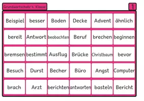 Vorschau - Arbeitsblätter - Lesebingo Grundwortschatz 1 für die 4. Klasse - Seite 3