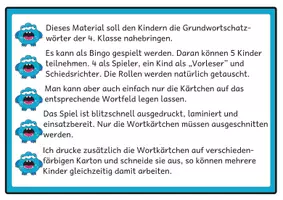 Vorschau - Arbeitsblätter - Lesebingo Grundwortschatz 5 für die 4. Klasse - Seite 1