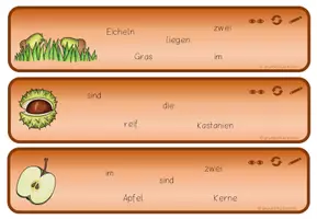 Vorschau - Aufgabenkarten - Abschreibkarten Schüttelsätze Herbst - Seite 1