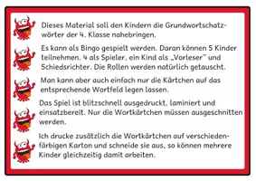 Vorschau - Arbeitsblätter - Lesebingo Grundwortschatz 7 für die 4. Klasse - Seite 1
